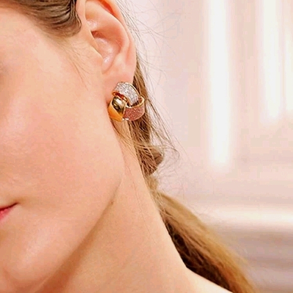 Gold stud earrings glitter minimalist dainty twist knot stud casual 💖2/$30 - Picture 4 of 10